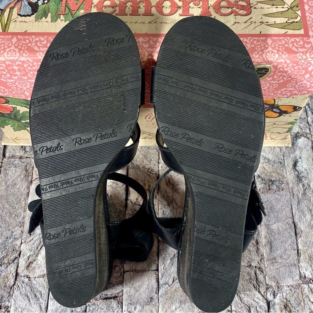 Walking Cradles Black Leather Sandals Sling Backs Wedge Heel Cushioned SZ 7 - Picture 6 of 9